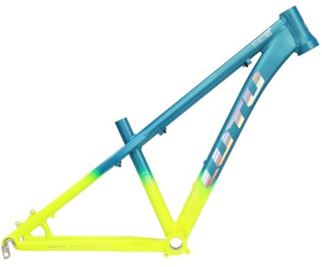 Gerenecic 14in Dirt Jump Bike Frame 26 27.5er Mountain Bike Frame XC/AM Hardtail Bike Frame Aluminum Alloy Disc Brake Frame BSA BB73mm 135mm QR(Cyan Yellow,27.5 * 14)