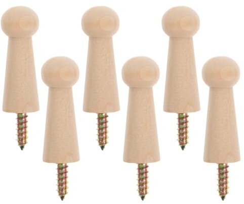 ARTSEWPLY 6 Stück Holz Wandhaken Schraubhaken Shaker Pegs Naturholz Blank zum Bemalen für Garderobe Bad Handtücher Kleidung Hüte Robust Langlebig