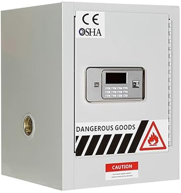 Feuerfester Schrank mit verstellbaren Regalen, 4 Gallonen brennbarer Lagerschrank mit Zahlenschloss, for den gewerblichen, industriellen und privaten Gebrauch