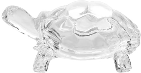 BEAMARKER Statue de Tortue en Verre Feng Shui Figurine de Tortue en Cristal Transparent Petite Sculpture de Tortue Transparente Ornement pour la Paix la Prospérité la Santé la Maison Bureau 8.4x5.4cm