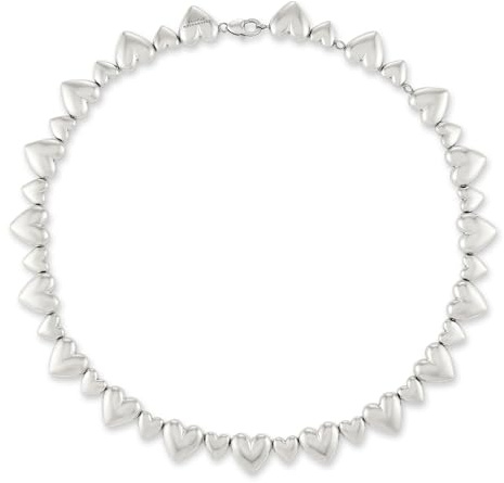 Copenhagen STUDIOS Halskette Puffy Hearts - silber - Statement-Kette mit Herzen aus poliertem Edelstahl - verstellbare Länge - wasserfest & hautfreundlich