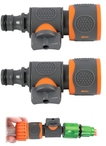 2 PCS Quick Release in Line Shut Off Valve, Garden Hose Shut Off Valve Pipe Tap Connector with Switch, Plastic Hose Coupling Adaptor for Water Flow Control, Suitable for Irrigation Lawn Garden Plants