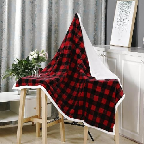Generisch Frohe Weihnachten Flanell Plaid Decke Rotes Gitter Design für gemütliche Winternächte