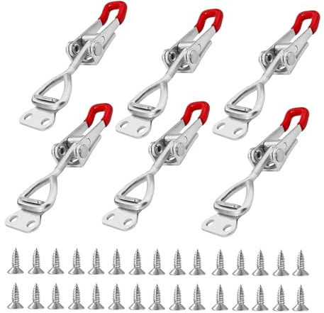 UCFBWO 6 Stück Kistenverschluss Spannverschluss Edelstahl, Schnappverschluss Metall, Verstellbar Hebelverschluss Schnellspanner Kniehebelspanner für Kisten Schrank Schublade Tür 100 kg