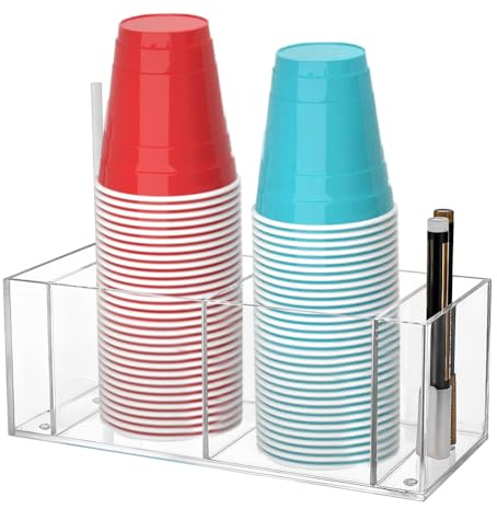 BENECREAT Portabicchieri In Acrilico Trasparente Da 11x27x10cm, Portapenne Resistente per Articoli per Feste, Soluzioni per La Conservazione Sul Bancone Della Cucina e per La Distribuzione di Bevande