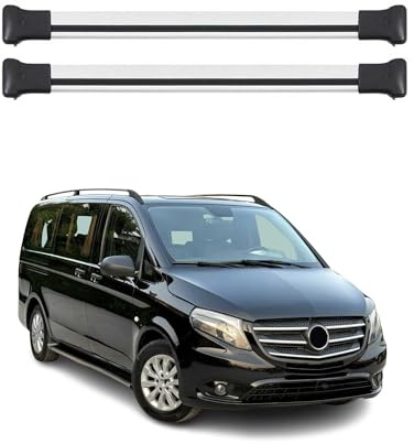 OMAC Dachträger für Mercedes Viano Vito W638 W639 W447 1996-2026 Alu Silber | TÜV/DIN 75302:2019 geprüft, bis 75 kg Traglast, Querträger, Grundträger