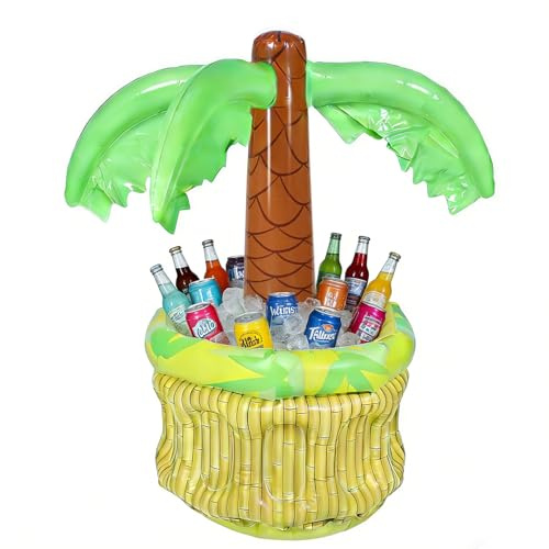 Raffreddatore gonfiabile per bevande a palma,Palma gonfiabile con dispenser per bevande,Supporto per bevande gonfiabili,ideale per feste in giardino,feste estive e feste in piscina 68x70cm