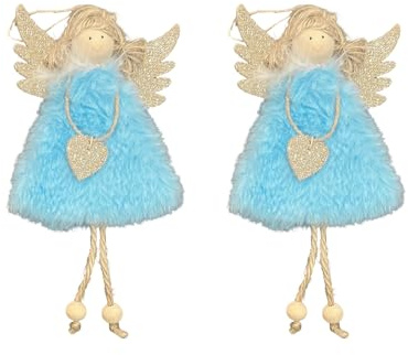 Ijksbehjf 2 adornos de ángel de felpa para decoración de árbol de Navidad para chimeneas, paredes, puertas, ventanas, fiestas y eventos patrióticos