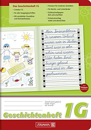 BRUNNEN Geschichtenheft | A5, Lineatur 1G, 16 Blatt, grün
