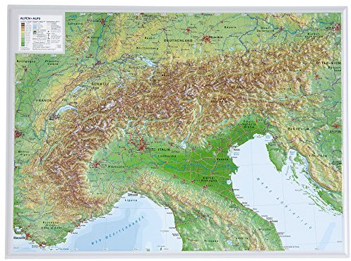 Alpen klein 1:2.4MIO: Reliefkarte vom Alpenbogen (Tiefgezogenes Kunststoffrelief)