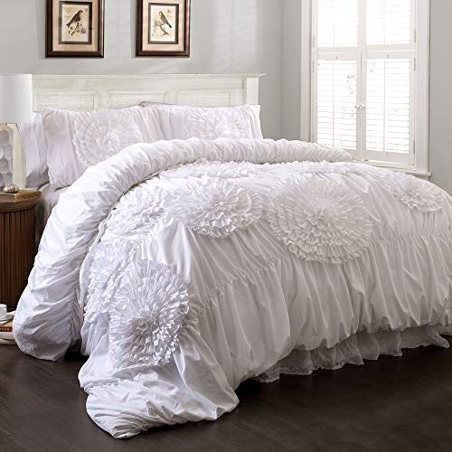 Lush Decor 3 Piece Serena Comforter Set, King, White