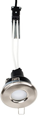 MiniSun | Shower/Soffit Brushed Chrome GU10 Recessed Ceiling Downlight | Bath Recessed Lighting, Home Décor & Improvement Essential