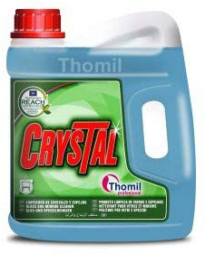 CRYSTAL LIMPIADOR DE CRISTALES Y ESPEJOS Limpiador de cristales, vidrios, espejos, superficies pulidas y cerámica. Limpia, desengrasa profundamente y abrillanta sin dejar velos ni marcas .Garrafa 4lt