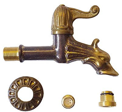 Robinet en laiton bronze art. 147 avec support caoutchouc pour fontaine maison jardin modèle Draghetto