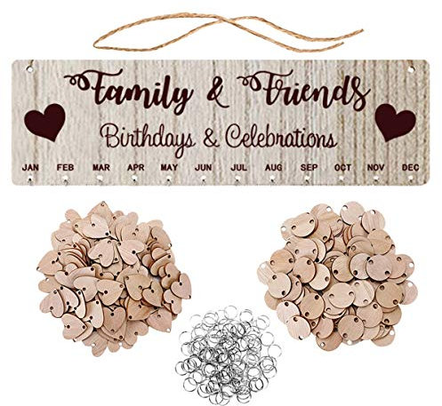 Toyvian familie freunde geburtstag kalender diy holz hängen kalender hause wanddekoration neujahr festival geschenke (50 runde und 50 herzanhänger)