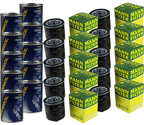 10x Original MANN Ölfilter W 712/52 + 10x SCT Motor Flush Motorspülung