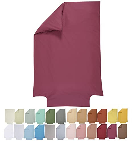 P'tit Basile Housse de Couette 100x135 ou 100x140 cm - 100% Coton Bio 57 Fils certifié sans substances nocives - Lie de vin - Idéal pour lit bébé 60x120 70x140 cm - Rabat pour Border