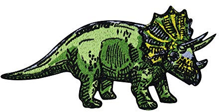 Finally Home Triceratops Dino Patch zum Aufbügeln | Dinosaurier Patches, Tiere Bügelflicken, Flicken, Aufnäher für Kinder, für Jungs