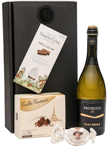 Geschenkset Präsent Prosecco mit Schokoladentrüffeln und dunkler Schokolade