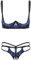 Nimiya Sexy Femme Lingerie de Nuit Sein Nu Erotique Combinaison Broderie Bra Lace Transparent String Ouvert Fesse Ficelles Soutien-Gorge Réglable Push Up Tenue Soirée Adulte Bleu Taille Unique