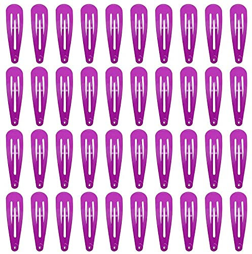 Lot de 40 barrettes à cheveux colorées en métal de 5,1 cm pour femme (violet)