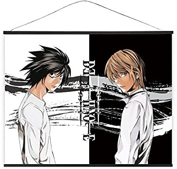 CosplayStudio XXL Death Note Rollbild aus Stoff | Kakemono 100x81cm | Großes Anime Wandbild | Motiv: Light Yagami & L Lawliet