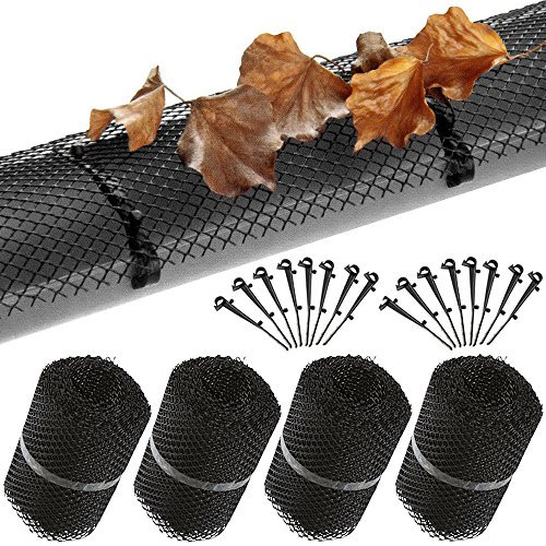 MONZANA® 24m Gutter Protection with 64 Fastening Clips | Weatherproof Leaf Guard | Flexible Versatile Rain Gutter Debris Cover | Trimmable Can Be Cut to Size Black
