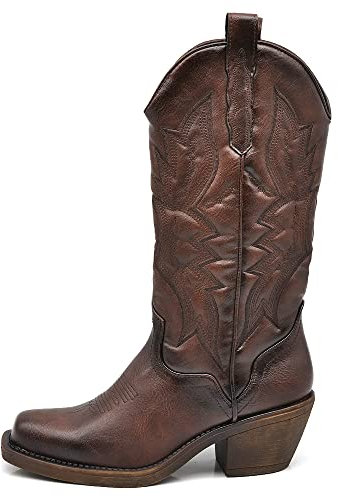 IF Fashion Cowboy Western Scarpe da Donna Stivali Stivaletti Punta Quadrata Camperos Texani Etnici 886 marrone N.40