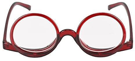 Millya Women Rotatable Make-Up Magnifying Glasses Flip Up Spectacle Lense Eyeglasses for Reading (Double Lens + Red, 2)