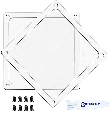 BRIEFCEC Dust Filter 120mm with Screws for Computer Cooler/PSU/Routers NYLON 80 Mesh, Magnetic Frame PC Fan Dust Mesh PC Cooler Filter Dustproof Computer Fan Grill (NYLON, 2Pack, White)