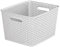 𝟒𝐱 𝟏𝟖𝐋 𝐂𝐮𝐫𝐯𝐞𝐫 𝐁𝐚𝐬𝐤𝐞𝐭 Nestable Rattan Plastic Storage Basket Shelf Tray Large Rectangular Storage Basket Stylish Design (Grey)