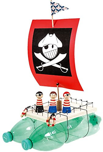matches21 Einfaches Flaschenboot Katamaran PET-Flaschen Selbstgestalten Bausatz Kreativset Bastelset Kinder ab 6 Jahre