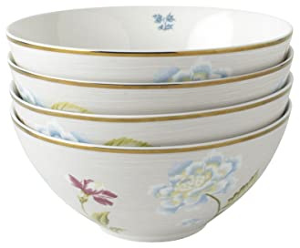 Laura Ashley Set/4 bowls 16 Cobblestone Pinstripe in giftbox Heritage Collectables