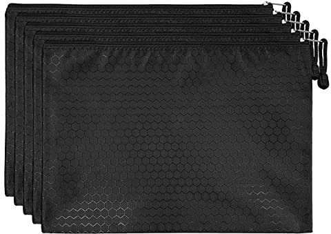 Bailinks A4-Dokumententasche mit Reißverschluss, schwarze Aktenordner, wasserdichte Leinen-Aufbewahrungstasche für Schule, Geschäft, Büro, Schreibwaren, Dokumente, Reisezubehör, Organizer