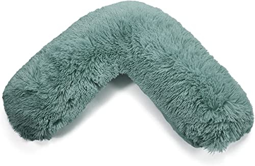 NIGHTZONE Teddy V Shaped Complete V Pillow or V Case Only For Neck Maternity Back Support Soft Warm Plush Cosy Fleece V Shape Cover (Teddy Cuddles Teal, Teddy Cover Only)