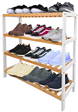 ACCURATE Bamboo Shoe Rack, Plant Rack, Perfect for Corridor, Living Room, Bathroom, Bedroom,Hallway or small space (4 TIER)