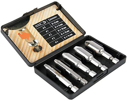 Schraubenausdreher Set 5 teilig, Schrauben Entferner Extraktor Set zum Entfernen von beschädigten Schrauben