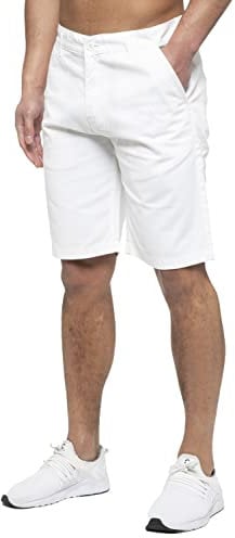 989Zé ENZO Mens Chino Shorts Cotton Regular Fit Summer Casual Smart Half Pants EZS429 White 36
