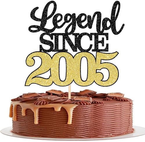 1 Stück Aufschrift Legend Since 2005 Tortenaufsatz 20 Kuchen Topper Glitter alles Gute zum 20. Geburtstag Kuchen Pick 20 Fabulous Tortendekorationen für Prost zum 20