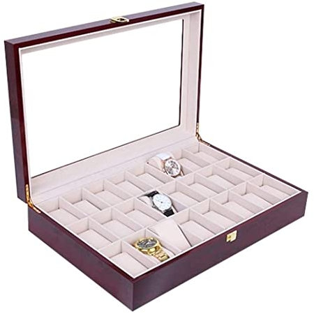 SOCUY Uhrenetui Uhrenbox Uhrenbox Mit 24 Fächern Uhrenbox Uhrenbox Uhrenbox Uhrenbox Aus Holz Uhrenrolle Uhrenaufbewahrung