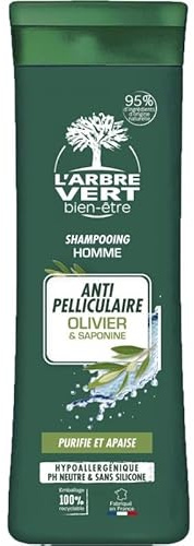 L'Arbre Vert Bien Etre - Shampooing Antipelliculaire pour Homme 250ml : Un cuir chevelu sain et purifié - Lot De 3 - Vendu Par Lot