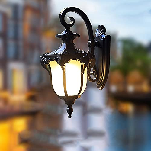 Mengjay Retro Außenleuchte, E27 Wandlampe aus Aluminiumguss und Glas, Wasserdicht Retro Aussenleuchten IP23 für Garten,Terrasser - Antike Außenwandleuchte (B)