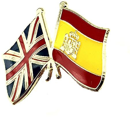 Pin's en métal émaillé avec drapeau de l'Espagne et du Royaume-Uni, Métal