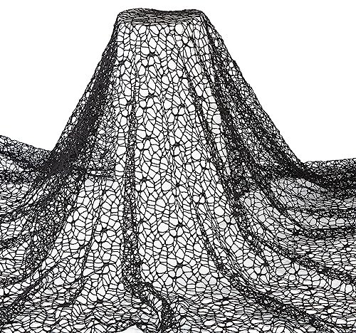 FINGERINSPIRE Tessuto a ragnatela nera, 0,9 x 1,6 m, per Halloween, in poliestere, decorativo, accessori per indumenti, tovaglie, Halloween, feste di compleanno, decorazioni per vestiti