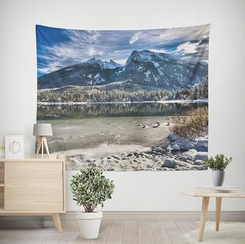 EHOMERY Wandbehang Om Wanddekoration Tumblr Berge Und Flüsse Wandteppich Klein Orientalisch Psychodelic Wandtuch Wohnzimmer Schlafzimmer Wandbehang Dekoration 260x240cm