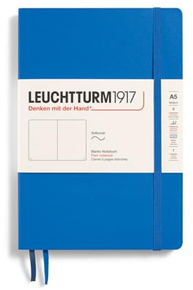 LEUCHTTURM1917 369801 Notizbuch Medium (A5), Softcover, 123 nummerierte Seiten, Sky, blanko