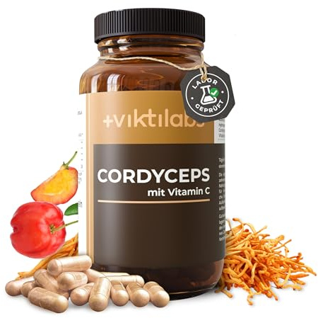 Premium Cordyceps Vitalpilz mit Acerola - 426 mg Cordyceps Extrakt | Hochdosiert - 133 mg Polysaccharide & natürliches Vitamin C - 1 Kapsel pro Tag - 70 vegane Kapseln - ohne Zusatzstoffe