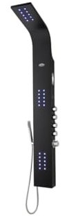 Vente-unique - Colonne de douche hydromassante thermostatique à leds et bluetooth - L20 x H165 cm - Noir - CHAKRA V