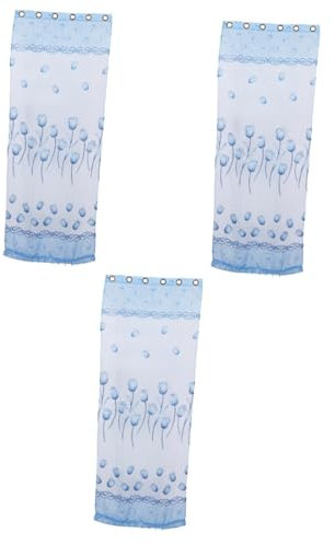 TOPBATHY 3stücke Tulpenmuster Voile Vorhänge Transparent Mit Perlen Für Fenster Und Türen Eleganter Deko-schal Für Schlafzimmer Und Wohnzimmer Lichtdurchlässig Und Für Romantische