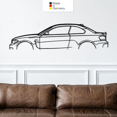 MetalGiftsWorld for BMW M1 E82, Metall Wandbild, Wanddeko, Auto Silhouette, Metal Car Wall Art (Größe: 100 cm (39))